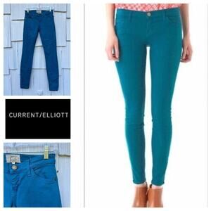 Current/Elliott The Ankle Skinny Blue Canteen‎ Cotton Blend Denim Size 24 NWT